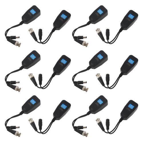 HD-CVI/TVI/AHD Passive Video Balun with Power Connector and RJ45 CAT5 Data Transmitter 6 Pair 1