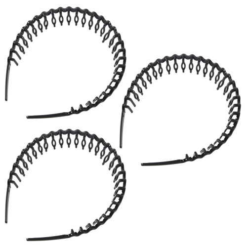 3X Cerchietto In Plastica Dentato Nero per Donna