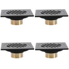 4X Drain de Douche Carré de 4 Pouces Avec Grille de Protection Amovible, Ensemble de Drain de Plancher Anti-Encrassement et Odeur En Laiton Avec