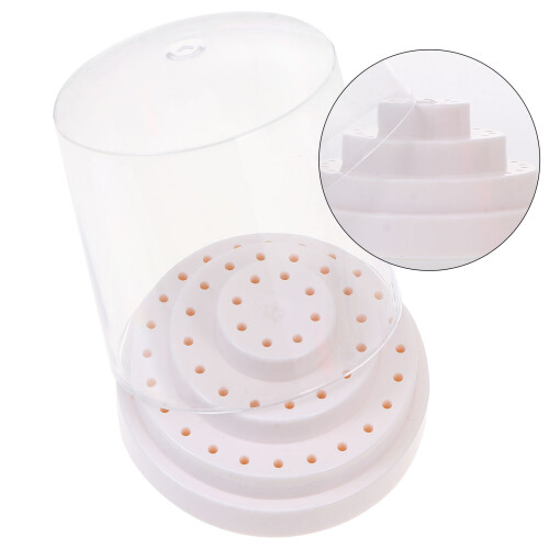 2Pcs White Nail Drill Bit Case Plastic Storage Box for Home and Salon 2