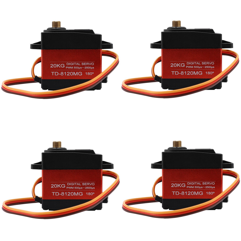 4X Tiankongrc Td-8120Mg Gear Digital Servo With 20Kg High Torque 180Angle For Rc Remote Control Car Model Vehicle 20Kg Servo Red/Black 6033340105238