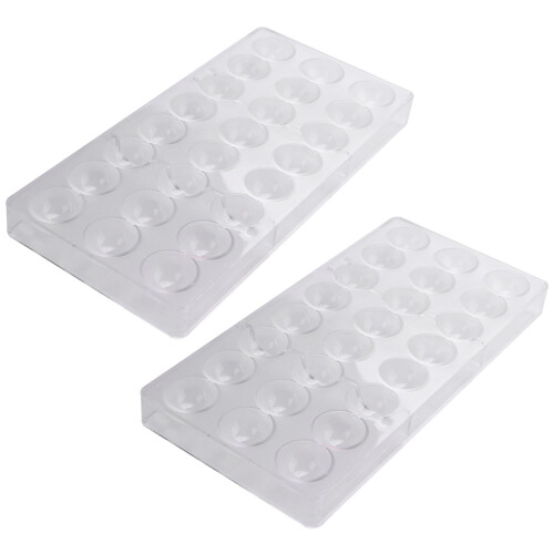 2X 24 Holes Semi Sphere Chocolate Mould Polycarbonate Chocolate Bar Mold Half  Candy Maker Mold Bakeware
