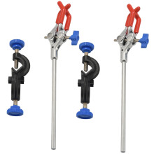 2X Lab Clamp 3 Prong Finger Style Rubber-Coated  A Black Laboratory Stand Clip