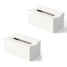 2X Kitchen Tissue Box Cover Napkin Holder for Paper Towels Box for Napkins Tissue Dispenser Wall Mounted Container White