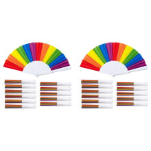 Rainbow Fans, 24-Pack Fans, Rainbow LGBTQ Portable Folding Fans, Folding Hand Fans Party Decorations