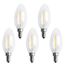 5X Filament de Flamme de Bougie Edison E12 2W Cob Ajustable Ampoule Lampe LED 10 X 3.5cm
