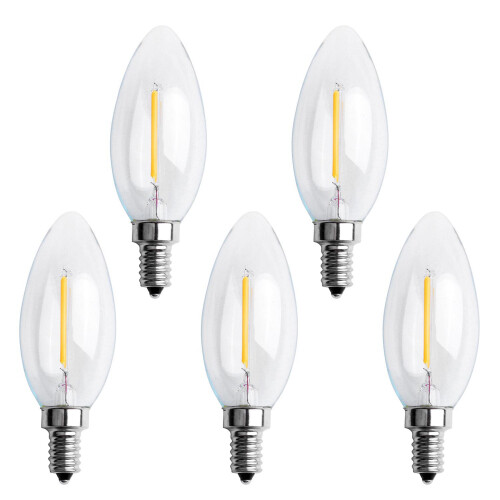 5X Dimmable E12 2W COB Edison Candle Flame Filament LED Light Bulb Lamp 10 X 3.5cm