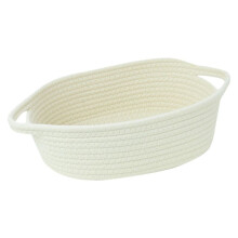Paniers de Rangement en Corde, Panier Tissé, Paniers Portables en Coton pour Vêtements, Literie, Serviettes L Blanc Crème
