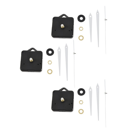 3X Mécanisme de Mouvement d'Horloge à Quartz DIY Pièces de Rechange + Mains Blanches