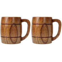 2X 400Ml Classic Style Natural Wood Cup Wooden Beer Mugs Drinking for Party Novelty Gifts Eco-Friendly