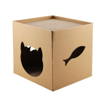Casa de Cartón para Gatos con Rascadores, Juego y Decoración del Hogar para Cumpleaños de Gatos, Escondite de Conejitos para Animales Pequeños