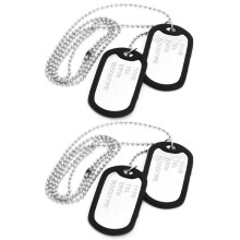 2X Halskette Kette Anhaenger 2 Platte Identitaet Hunt Etikett Legierung Mode Maenner