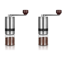 2X Manual Coffee Grinder - Hand Coffee Mill with Ceramic Burrs 6 Adjustable Settings - Portable Hand Crank (Straight)