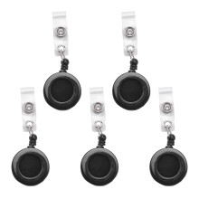 5 Pcs Badge Holder Retractable Reel YOYO Clip Snap Button ID Card Key Black