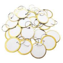 180PCS Metal Rim Tags Key Tags Round Paper Tags with Metal Rings for Car Keys and Door Keys, White & Gold