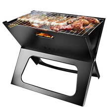 Portable Charcoal Grill Foldable BBQ for Camping with Vertical Cooking Mode and Quick Setup