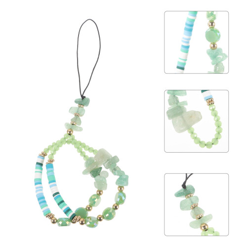 Assorted Color Beaded Plastic Phone Wrist Strap Keychain Lanyard 1
