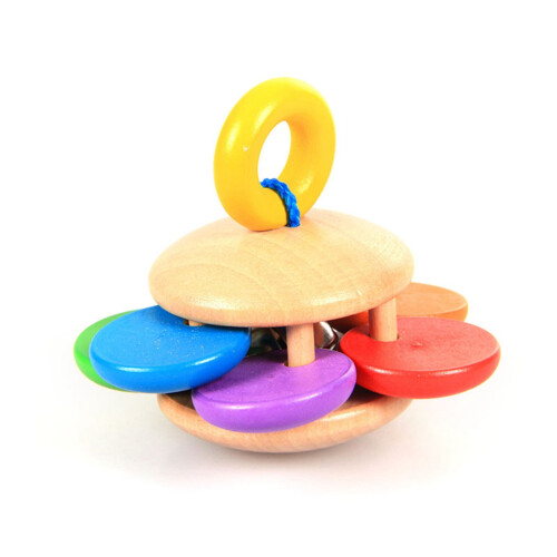 Sunflower-Shaped Solid Wood Baby Rattle - Colorful 1