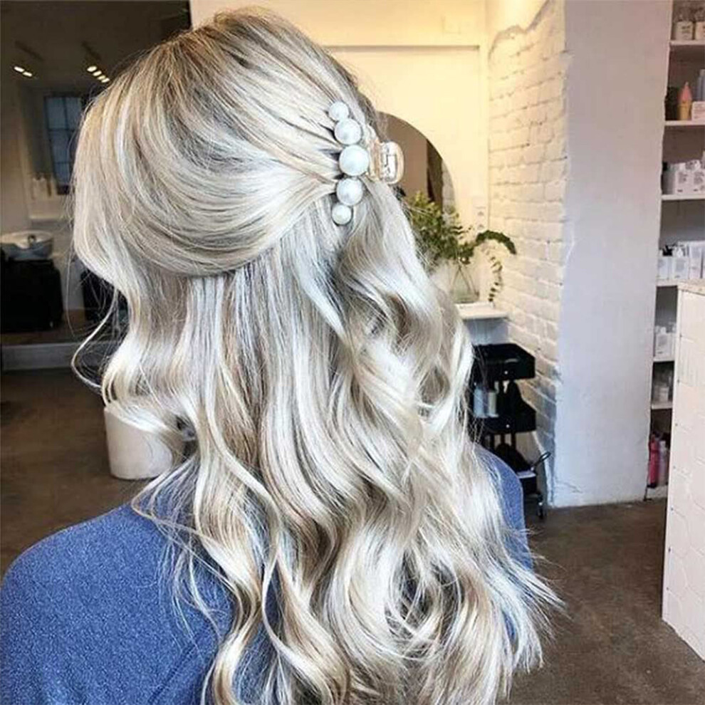 Penghui-Toys (Transparent Little Pearls) Pearl Hair Claw Clip For Thick/Thin Hair