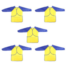 5X Childrens Kids Toddler Waterproof Apron Art Smock with 3 Roomy Pockets - Painting Feeding Smock - Age 3-8 Years