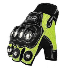 (XXL, Mad10CSGreen) Fingerless Motocross Gloves Motorcycle Gloves Guantes Moto Stainless Shell Protector Motorcycle Luvas Mechanic Gloves MAD10CS