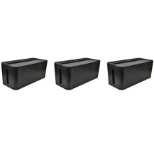 3X Cable Management Box for Desk Cable Management and Power Strip Box Solutions(Black)