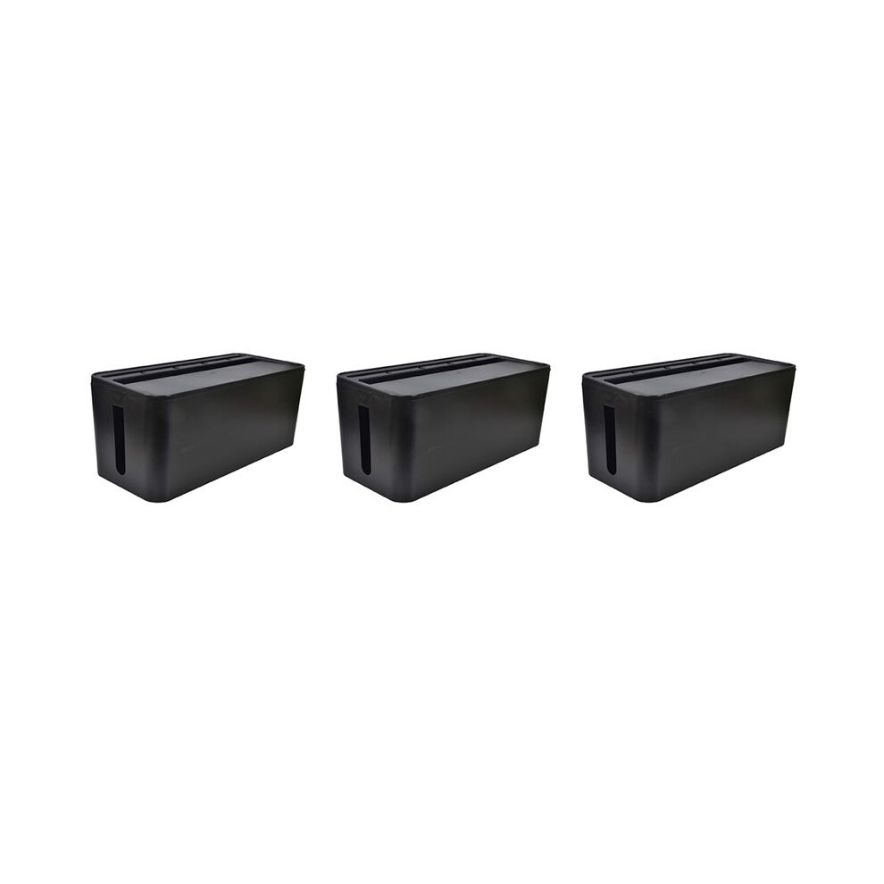 Semoic Black 3X Cable Management Box For Desk Cable Management And Power Strip Box Solutions(Black)