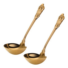2X 304 Stainless Steel Soup Ladle Cooking Tool Kitchen Accessories Gold Scoop Tablewares Gold Plated Soup Serving Spoon
