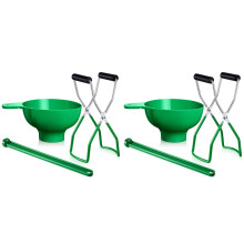 2X Canning Kit Jar Lifter Wide Mouth Canning Funnel Lid Wand for Canning Jars Anti-Scald Kitchen Tools(3Pcs,Green)
