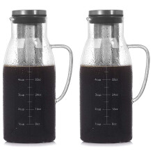 2X Cafeteira Cold Brew, Infusor de Jarra de Chá Gelado com LidandScale, Cafeteira com Filtro de Uso Duplo, 51 Oz/1,5 L
