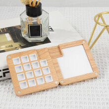 Wooden Watercolor Palette with 15 Compartments, Magnetic Cover, Travel Paint Mixing Tray