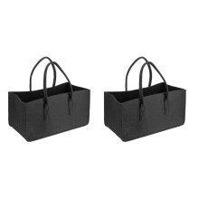 2X Kamin Holz Filz Aufbewahrungs Tasche Korb Zeitungs Ständer Brenn Holz Tasche, Filz Faltbarer Brenn Holz Halter Korb Schwarz