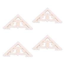 4Pcs 8x8cm Wood Carved Corner Onlay Applique Decor Furniture Unpainted