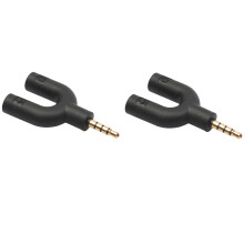 2X U Type Adapter Dual 3.5 MM Headphone Plug Audio Cables Splitter Microphone 2 in 1 Swivel Connector for Android