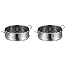 2X 20cm Thickening Food Steam Rack Stainless Steel Steamer with Double Ear for Soup Pot Milk Pot Kitchen Tools