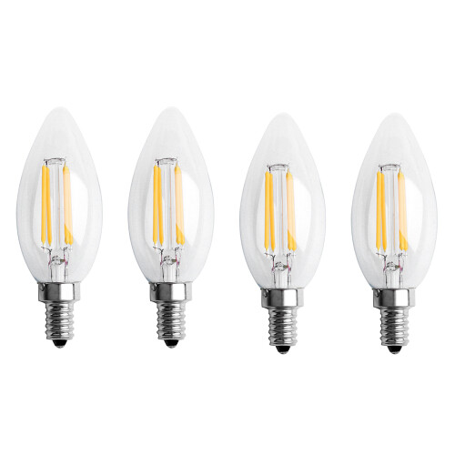 4X Dimmable E12 4W COB Edison Candle Flame Filament LED Light Bulb Lamp 10x3.5cm