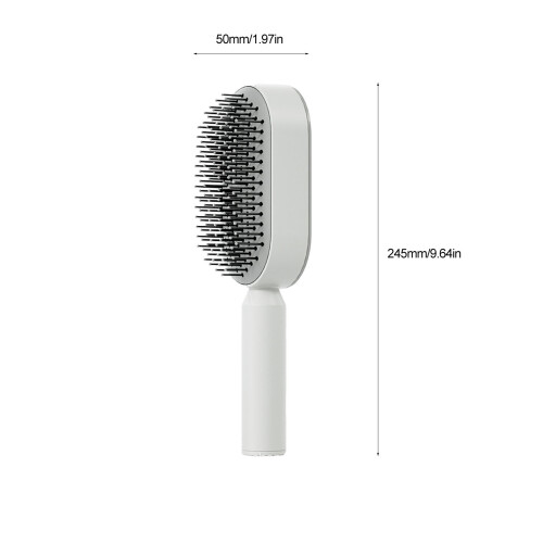 Cushion Hair Brush Self-Cleaning, White, ABS 1