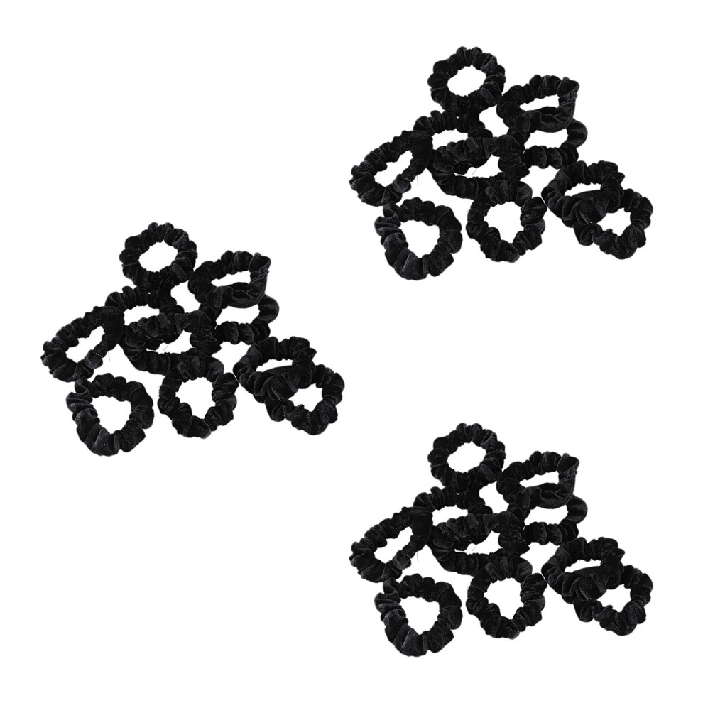 Unisex Black 30 Pack Velvet Scrunchie Hair Elastics Hair Bobbles Hair Bands