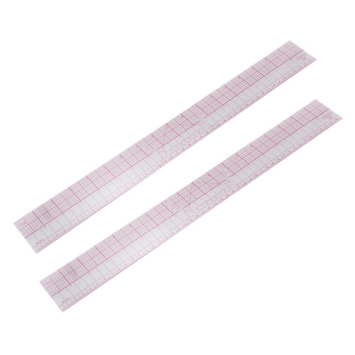 2X Drawing Tool Squares Angles Parallel  Soft Plastic Metric Ruler Clear