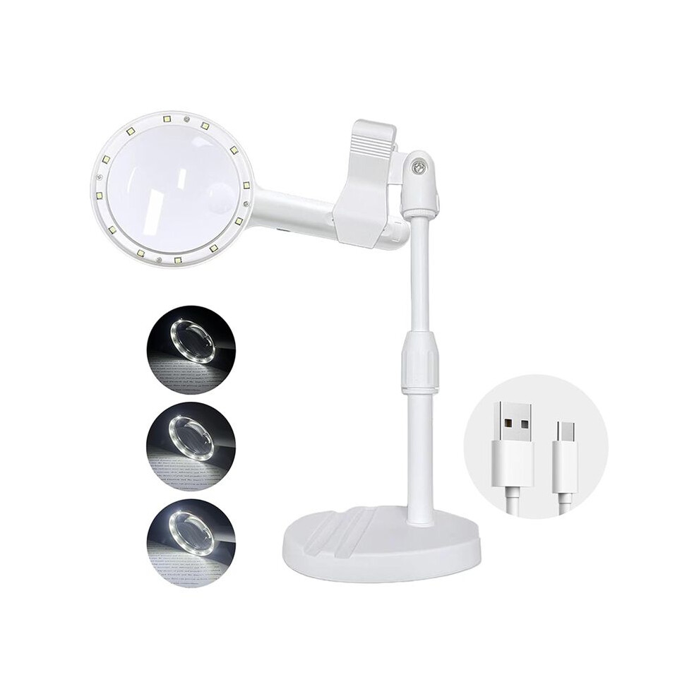 30X 60X Magnifying Glass with 12LED Lights and Stand,Lluminated Magnifier Reading Magnifying Glass with for Seniors Read