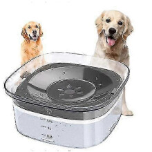 (Clear) 2l Dog Water Bowl, Large Capacity Spill Proof Dog Bowl, Anti-choking No Spill Water Bowl With Slow Water Feeder -CHSZ