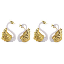 4 Pieces of Swan Ornaments Figurines,Swan Cake Decoration,Car Figurines Decoration,Home Wedding Christmas Decoration A