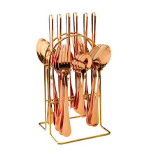 24-Piece Stainless Steel Cutlery Set - Elegant Forks, Spoons, Tea Spoons, and Knives for Dining & Kitchen Rose Gold