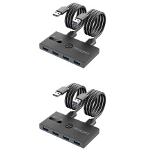 2X USB 3.0  2 Im 4 Out KVM Docking Station Drucker Freigabe Geräte üBerwachungs Adapter KVM Konverter