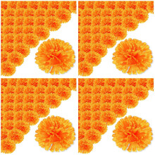 3.9Inch Marigold Flowers Artificial Day of the Dead Flower 200Pcs Fake Marigold Flowers for Marigold Garland Making