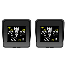 2X Solar Wireless Reifendrucküberwachungssystem Motorrad TPMS Reifendrucküberwachung LCD-Anzeige 3 Externe Sensoren