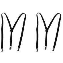 2X Adult Bretelle in Metallo Regolabili Bretelle Elastiche Bretelle Nere