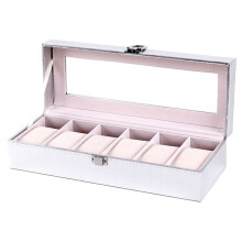 6 Grids Watch Storage Box Special Case for Women Female Girl Watches Decorative Organizer Fashion Gift 6 Slots Silver