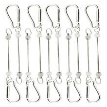 10 Stuks Kralen Sleutelhangerstaven Kleine Karabijnhaken DIY Kralen Sleutelhangers Bedel Knutselen (Geen Kralen Inbegrepen) Zilver