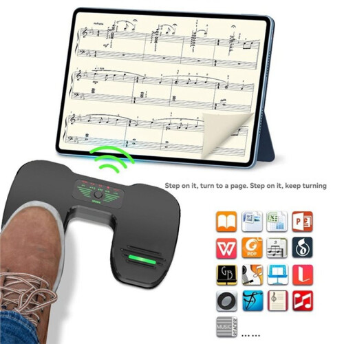 Pedal Multifuncional Sem Fio para Virar Páginas de Música, com Função Mudo e , Compatível com Tablets e Celulares.